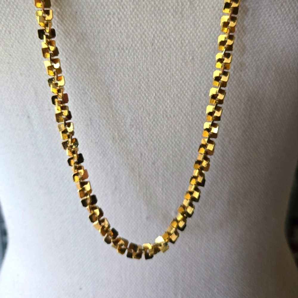 Modern Signed Latasia Necklace Gold Tone Metal Statement Costume Fashion Jewelry